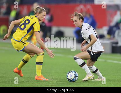 Duisburg, Allemagne. 21st févr. 2023. Fridonlina Rolfoe (SWE), Sophia Kleheryne (GER), match de football féminin, Allemagne contre Suède, Duisburg, 21.02.2023. Credit: Juergen Schwarz/Alay Live News Banque D'Images