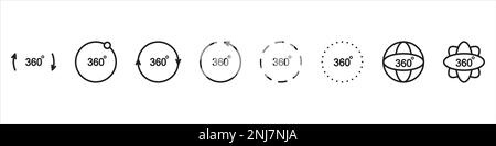 vues à 360 degrés des icônes de cercle vectoriel isolées de l'arrière-plan Illustration de Vecteur