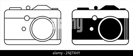 Icônes de caméra. Appareil photo de style art plat et ligne. Illustration de Vecteur