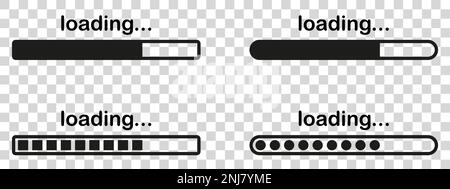 Ensemble d'icônes de chargement de vecteur. icône de progression de la barre de chargement. Progression du téléchargement. Illustration de Vecteur
