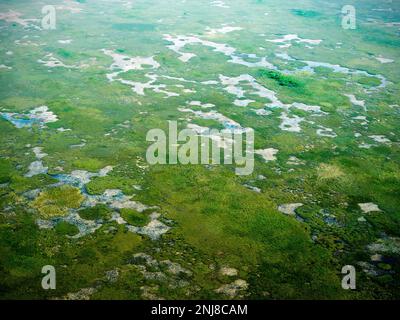 Parc national des Everglades, vue aérienne en saison sèche, hélicoptère, Miami, Floride, États-Unis Banque D'Images