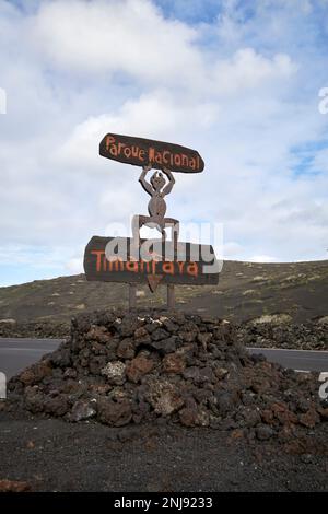 cesar manrique a conçu le logo diablo pour le parc national de timanfaya parque nacional timanfaya Lanzarote, îles Canaries, Espagne Banque D'Images