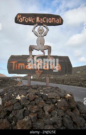 cesar manrique a conçu le logo diablo pour le parc national de timanfaya parque nacional timanfaya Lanzarote, îles Canaries, Espagne Banque D'Images