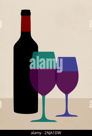 Affiche de vin rouge vintage Banque D'Images