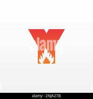 Modèle vectoriel Flame Letter logo Y. Beau logotype Design pour Fire Flames Company marquage. Illustration de Vecteur