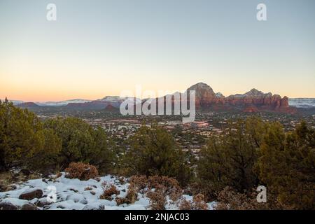 Sedona dans la neige Banque D'Images