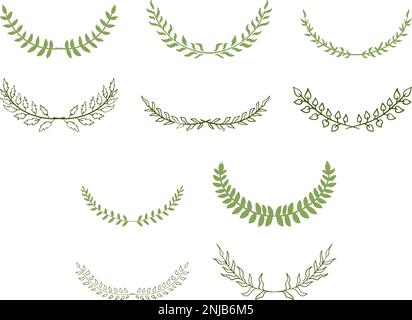 Ensemble de branches d'arbre dessinées à la main avec feuilles, fleurs, herbe de champ, séparateurs décoratifs, éléments de conception Illustration de Vecteur