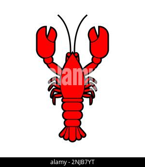 Écrevisses rouges isolées. Animal de mer avec griffes Illustration de Vecteur