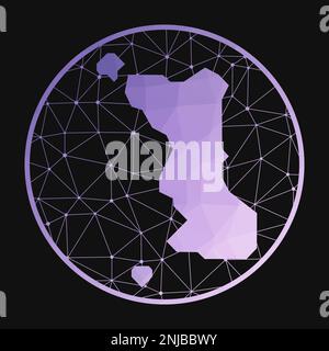 Icône de l'île Malapascua. Carte polygonale vectorielle. Icône Malapascua de style géométrique. La carte de l'île avec un gradient poly bas violet sur fond sombre. Illustration de Vecteur