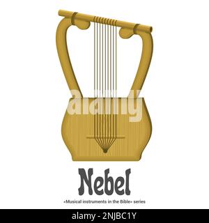 Instruments de musique dans la série Bible. NEBEL était un instrument à cordes utilisé par les Israélites. La plupart des chercheurs croient que le nevel était une harpe de cadre. Illustration de Vecteur