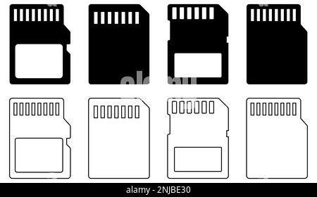 Icônes de carte mémoire SD définies. Symbole pour la conception de site Web, le logo, l'application, l'interface utilisateur. Illustration vectorielle, EPS10 Illustration de Vecteur