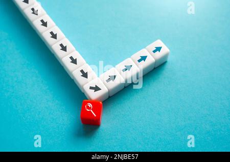 Changement de cap après l'audit. Reprendre le travail. Reconnaître l'erreur et trouver un moyen d'atteindre l'objectif. N'arrêtez pas le processus. Réalisez Banque D'Images