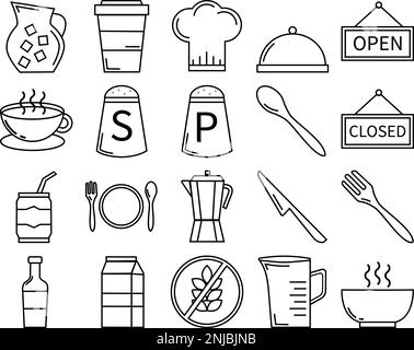 Icônes de la ligne de cuisson définies sur fond blanc vecteur eps 10 Illustration de Vecteur
