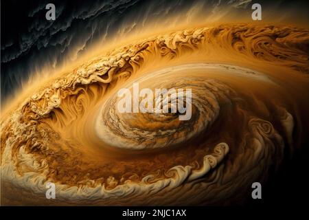 Vue rapprochée de Jupiter avec tempête, qui voit quand vous remarquez les planètes célèbre Grand Spot Rouge un système de haute pression massive, équivalent en taille à Banque D'Images