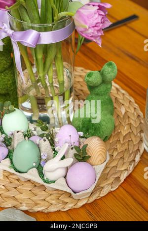 Paillasson Pâques Lapin Fleurs 40x60 Cm - Tapis Bienvenue Printemps Antidérapant Intérieur Extérieur