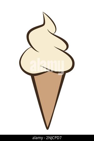 crème glacée - crème glacée vanille dans un cône, illustration vectorielle simple isolée sur blanc Illustration de Vecteur