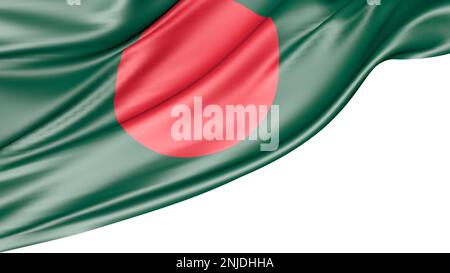 Drapeau du Bangladesh isolé sur fond blanc, illustration de 3D Banque D'Images