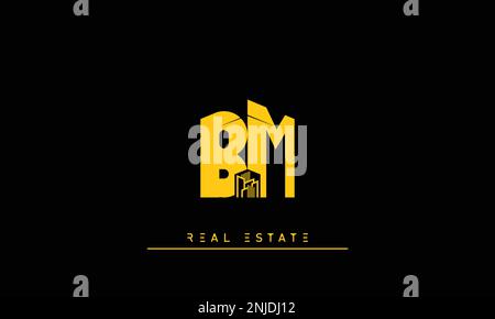Immobilier lettres initiales Monogram logo BM , MB Illustration de Vecteur