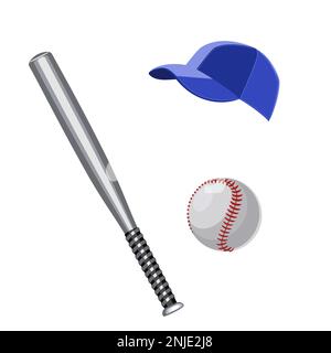 Illustration vectorielle de l'équipement de base-ball en technique plate Illustration de Vecteur