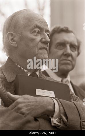 L'ancien vice-président Hubert Humphrey et le sénateur Edmund Muskie à Jimmy carter's Pond House à Plains, en Géorgie. Banque D'Images