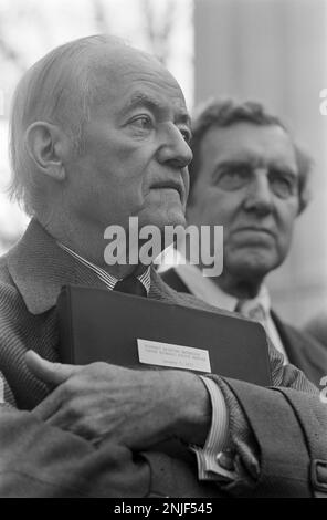 L'ancien vice-président Hubert Humphrey et le sénateur Edmund Muskie à Jimmy carter's Pond House à Plains, en Géorgie. Banque D'Images