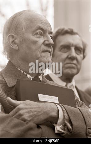 L'ancien vice-président Hubert Humphrey et le sénateur Edmund Muskie à Jimmy carter's Pond House à Plains, en Géorgie. Banque D'Images