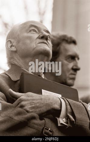 L'ancien vice-président Hubert Humphrey et le sénateur Edmund Muskie à Jimmy carter's Pond House à Plains, en Géorgie. Banque D'Images