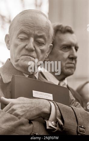 L'ancien vice-président Hubert Humphrey et le sénateur Edmund Muskie à Jimmy carter's Pond House à Plains, en Géorgie. Banque D'Images