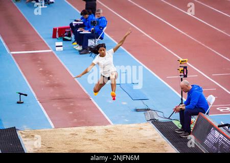 Madrid, Madrid, Espagne. 22nd févr. 2023. Patricia Mamona lors de l'échauffement avant le.World Athletics Indoor Tour Gold célébré à Madrid, Espagne au stade de Gallur le mercredi 22 février 2023 (Credit image: © Alberto Gardin/ZUMA Press Wire) USAGE ÉDITORIAL SEULEMENT! Non destiné À un usage commercial ! Banque D'Images