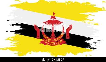 Image couleur pinceau drapeau Brunei grunge, vecteur Illustration de Vecteur