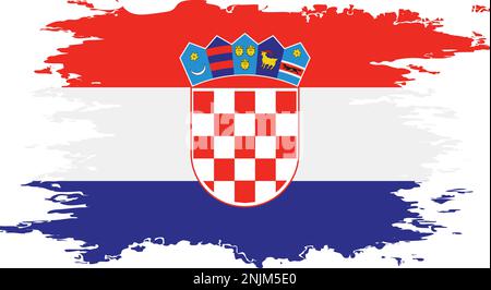 Croatie drapeau grunge pinceau couleur image, vecteur Illustration de Vecteur