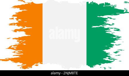 Drapeau de Côte d'Ivoire grunge pinceau couleur image, vecteur Illustration de Vecteur