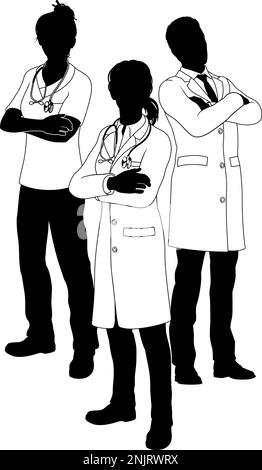 Silhouette Medical Services Doctor Team People Illustration de Vecteur