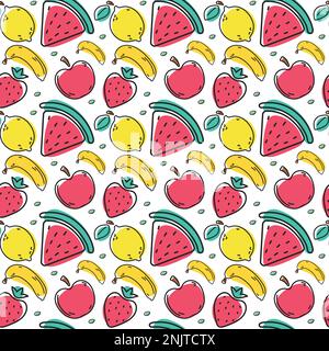 Motif fruits tropicaux sans couture sur fond blanc Illustration de Vecteur