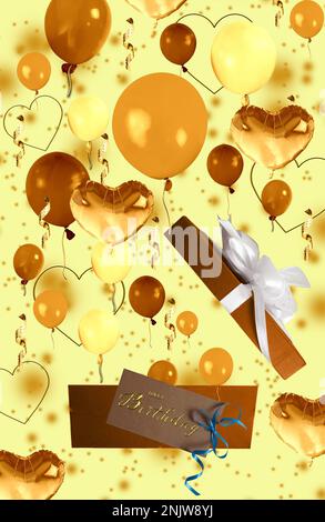 Belle carte joyeux anniversaire avec ballons Banque D'Images