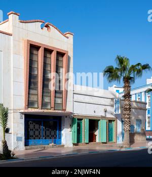 Afrika, Marokko, Südmarokko, Sidi Ifni, Art-Deco Fassade Cine Avenida Banque D'Images