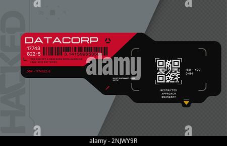 Autocollant « cyber-punk ». Autocollant vectoriel, étiquette de style futuriste. Signes, inscriptions et symboles SCI fi. Illustration de Vecteur