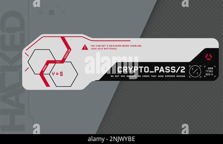 Autocollant « cyber-punk ». Autocollant vectoriel, étiquette de style futuriste. Signes, inscriptions et symboles SCI fi. Illustration de Vecteur