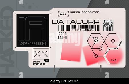 Autocollant « cyber-punk ». Autocollant vectoriel, étiquette de style futuriste. Signes, inscriptions et symboles SCI fi. Illustration de Vecteur