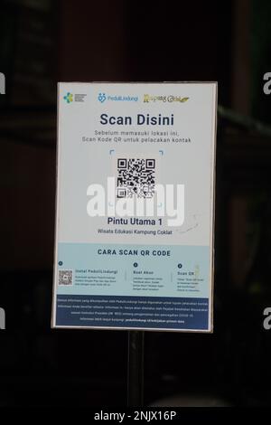 Code QR de la lecture du vaccin pour le visiteur Banque D'Images
