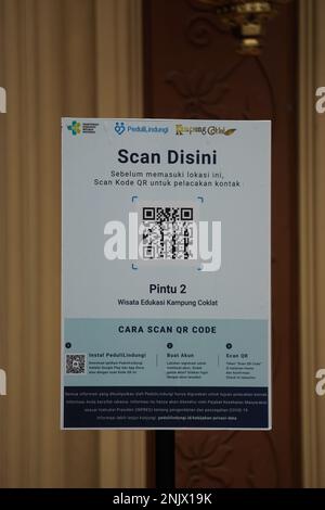 Code QR de la lecture du vaccin pour le visiteur Banque D'Images