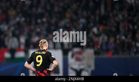 Leipzig, Allemagne. 22nd févr. 2023. Football: Ligue des Champions, RB Leipzig - Manchester City, tour de knockout, tour de 16, première étape à Red Bull Arena. Erling Haaland de Manchester sur le terrain. Credit: Hendrik Schmidt/dpa/Alay Live News Banque D'Images