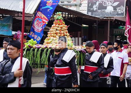 1800 Festival culturel de carnaval du ketupat au chocolat (Kirab Budaya 1800 kétapat coklat) à Kampung coklat Banque D'Images