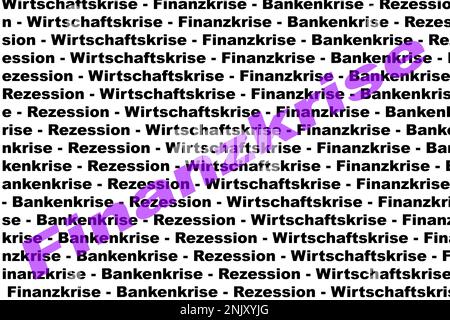 Des mots de crise différents, une montée en puissance de Finanzkrise, une crise financière Banque D'Images