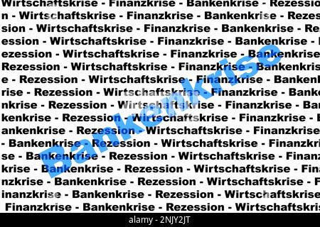 Différents mots de crise, augmentation de la Bankenkrise, crise bancaire Banque D'Images