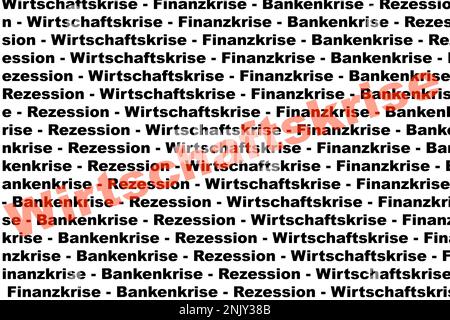 Différents mots de crise, hausse du Wirtschaftskrise, crise commerciale Banque D'Images