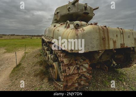 Char Sherman américain, au Landingsmuseum à Utah Beach, en Normandie Banque D'Images