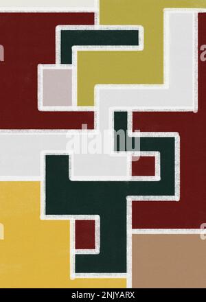 Toile de fond abstraite composée de différentes tailles de figurines géométriques multicolores séparées par des lignes blanches Banque D'Images