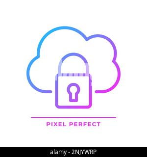 Icône de vecteur linéaire de gradient parfait de pixel de nuage privé Illustration de Vecteur