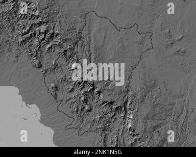 Al Bahah, région de l'Arabie Saoudite. Carte d'altitude à deux niveaux avec lacs et rivières Banque D'Images